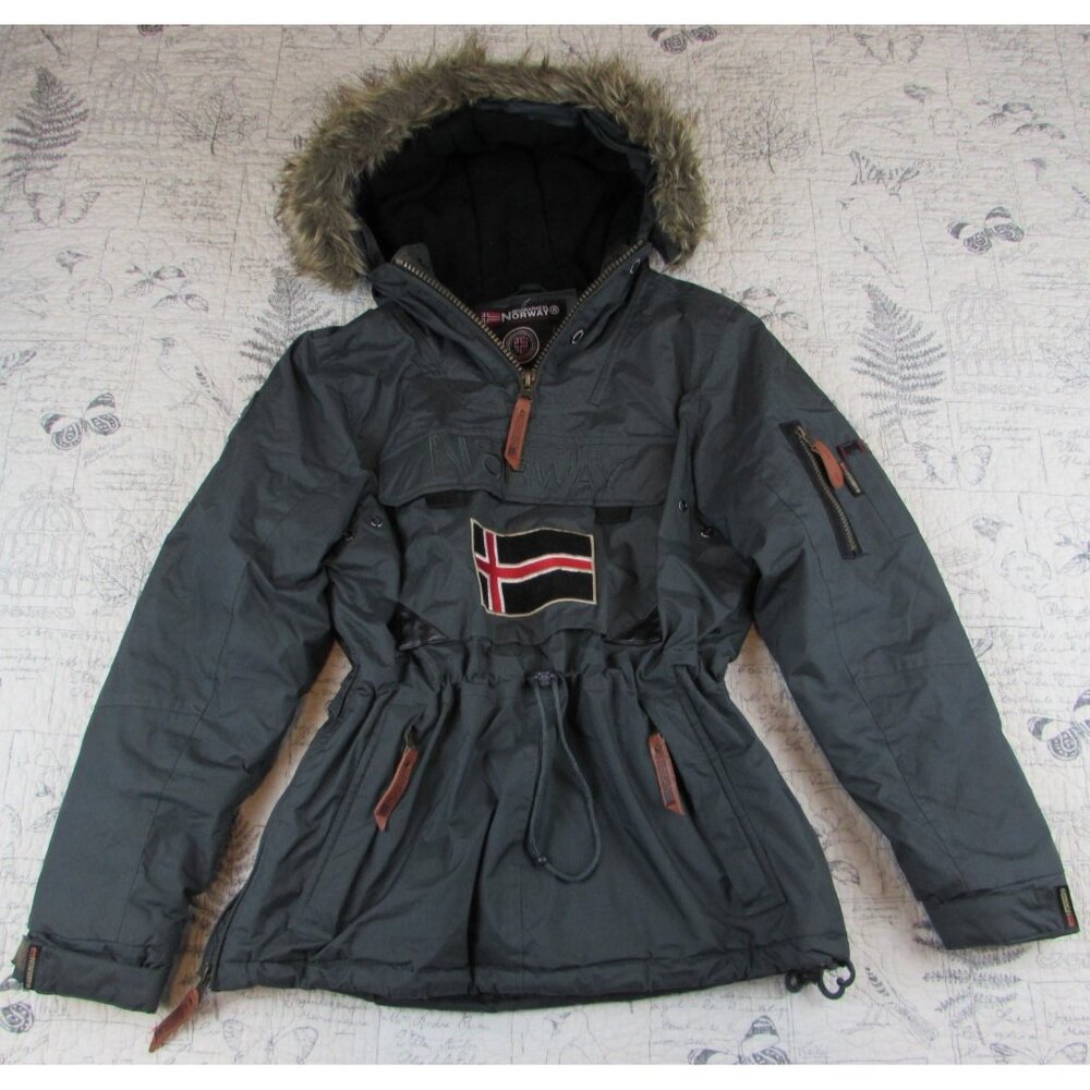 EUC GEOGRAPHICAL NORWAY pullover insulated Aubergine Jacket Parka womens sz 10